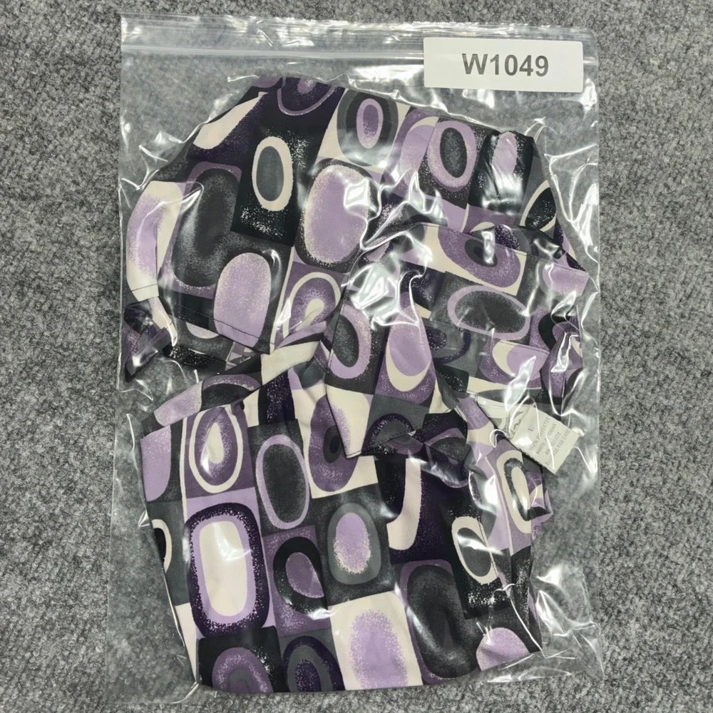 Dressbarn Blouse Women's‎ Large Purple Geometric Retro Mod Abstract Button Down